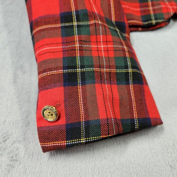 Vintage Versus Gianni Versace Jacket Womens 44 Plaid Wool Gold Button Italy 90s - Picture 4 of 16